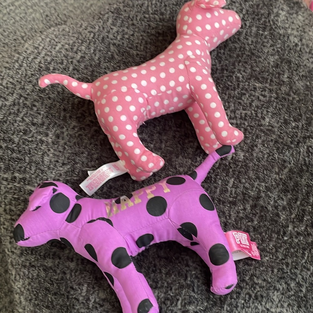 PINK Victoria's Secret Pair of Dogs Pink and Purple Polka Dots - Picture 2 of 4